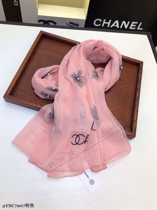 CHANEL圍巾 2019年最新火爆款 香奈兒真絲繡花長巾 CHANE女絲巾  llwj6783